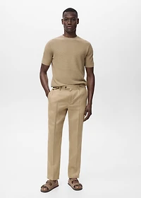 Slim-fit 100% linen pants