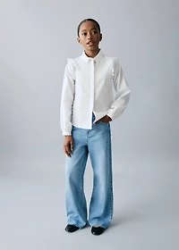 Wideleg low frayed hem jeans