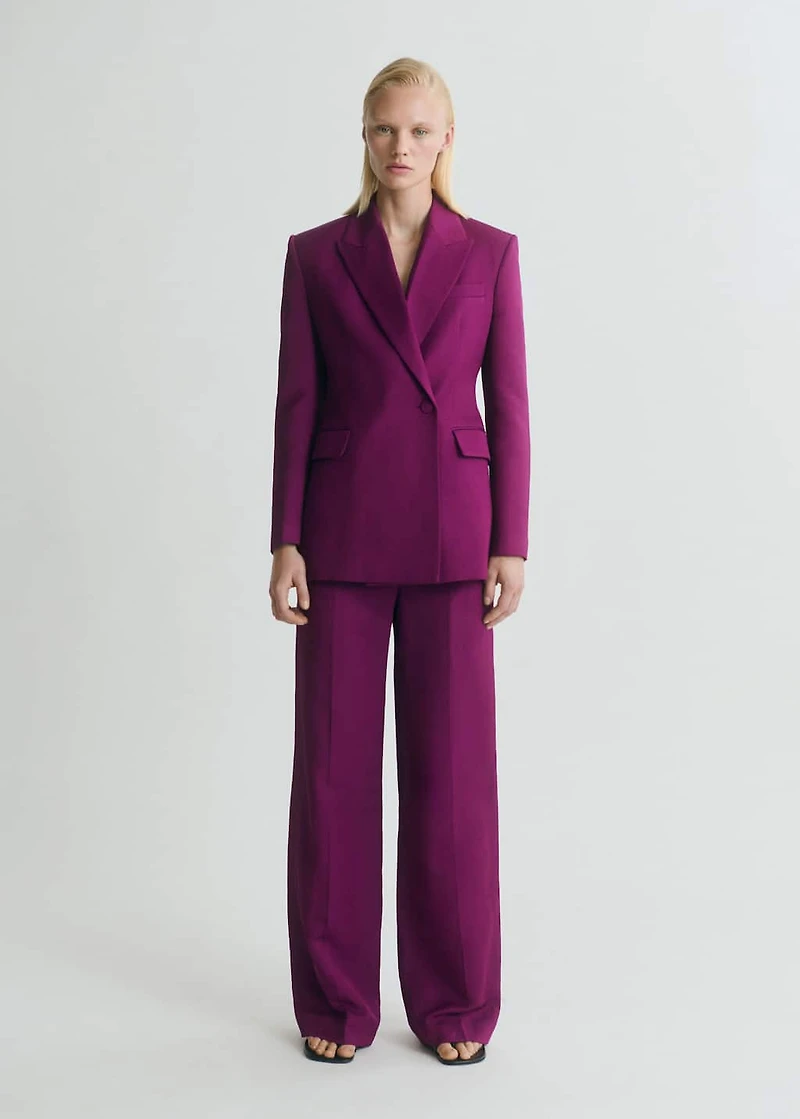 Straight-fit linen-blend suit pants