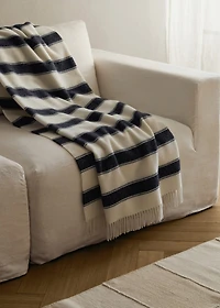 Two-colour striped wool blanket