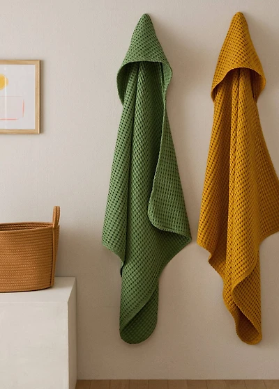 Children's waffle cotton bath cape