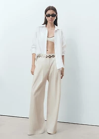 Wide-leg striped pants