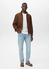 Suede leather-effect jacket