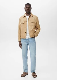Suede leather-effect overshirt