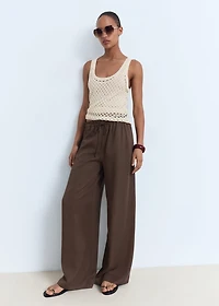 Lyocell wide leg pants with drawstring
