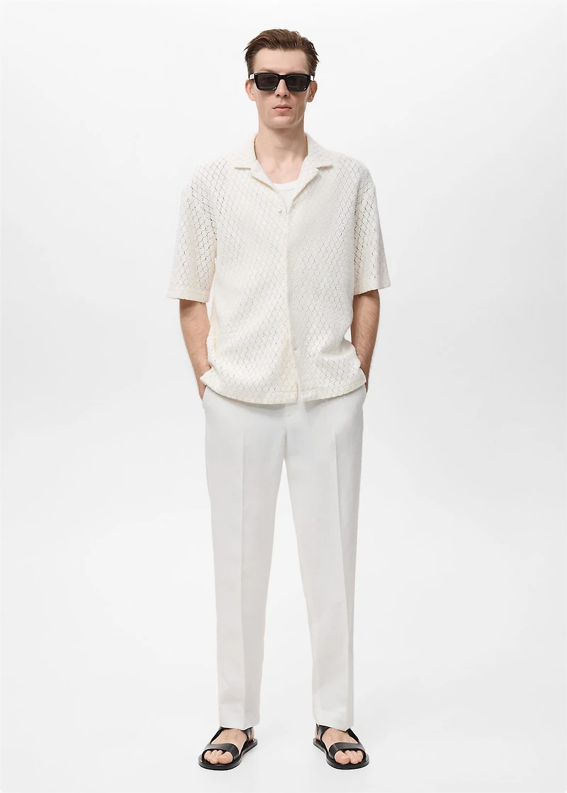 Cotton blouse with lace detail