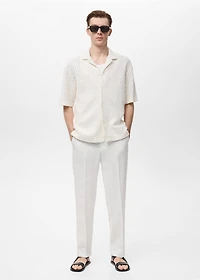 Cotton blouse with lace detail
