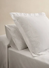 Two pillowcases embroidered floral percale cotton 50x75 cm