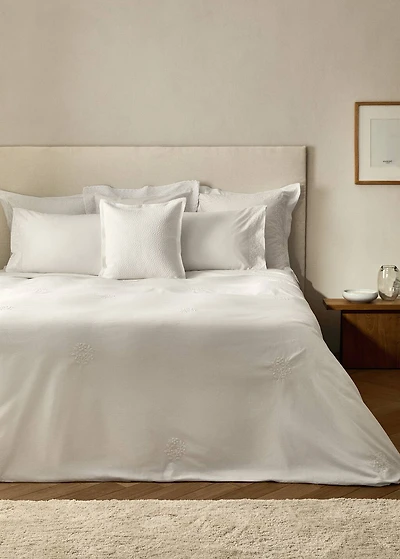 Percale cotton duvet cover with embroidered flowers for 150/160 cm bed