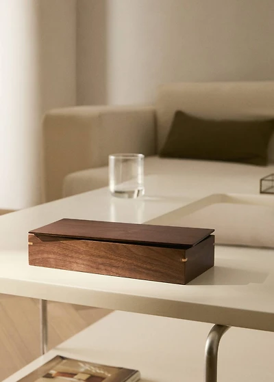 Wooden box with large lid