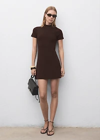 Perkins-neck knitted dress