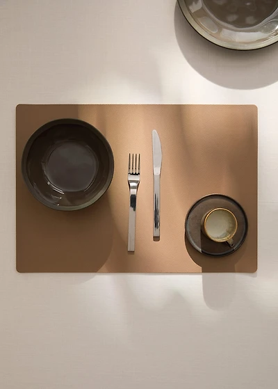 Rectangular faux leather placemat