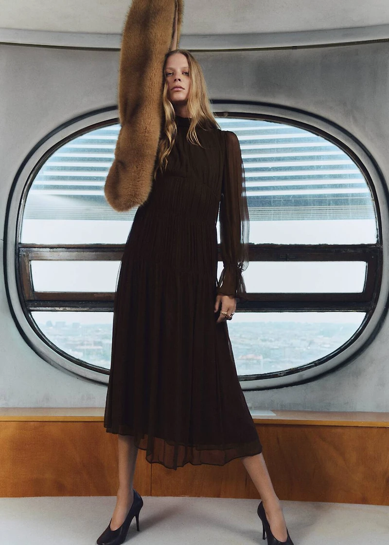 Ruched chiffon dress