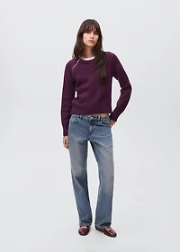 Knitted sweater with zip collar