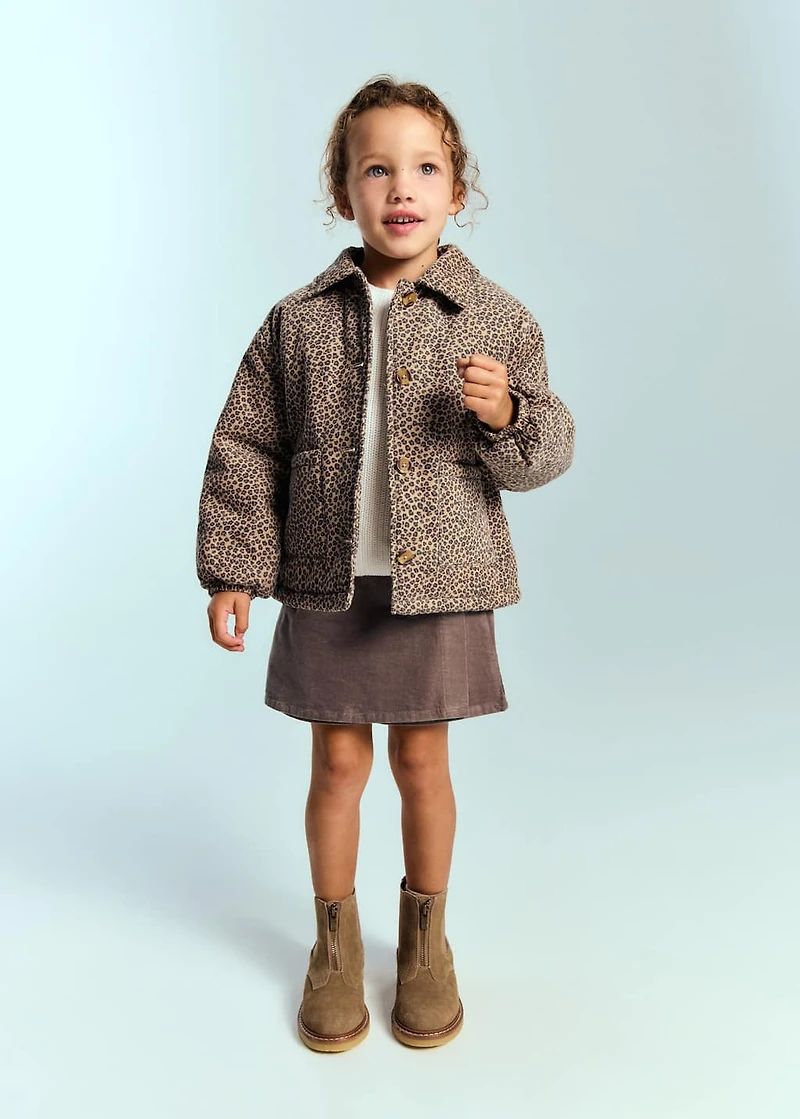 Leopard-print corduroy coat