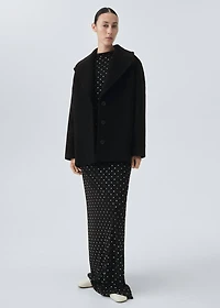 Oversized short wool coat