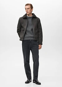 Double face jacket with sheepskin details