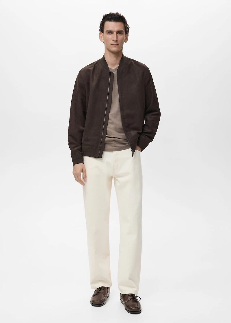 Suede-effect bomber jacket