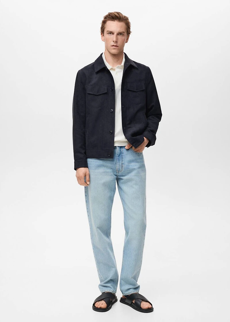 Suede leather-effect overshirt