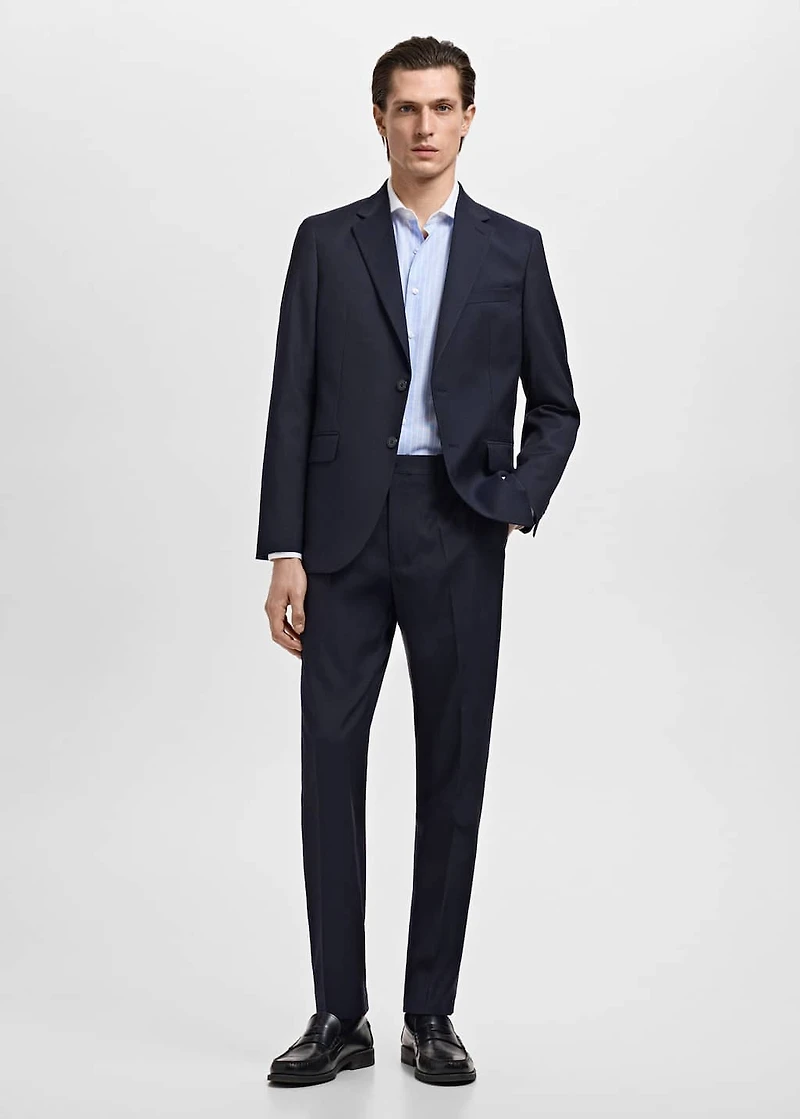 Striped-print slim-fit suit shirt