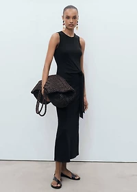 Cotton midi-dress with knot detail