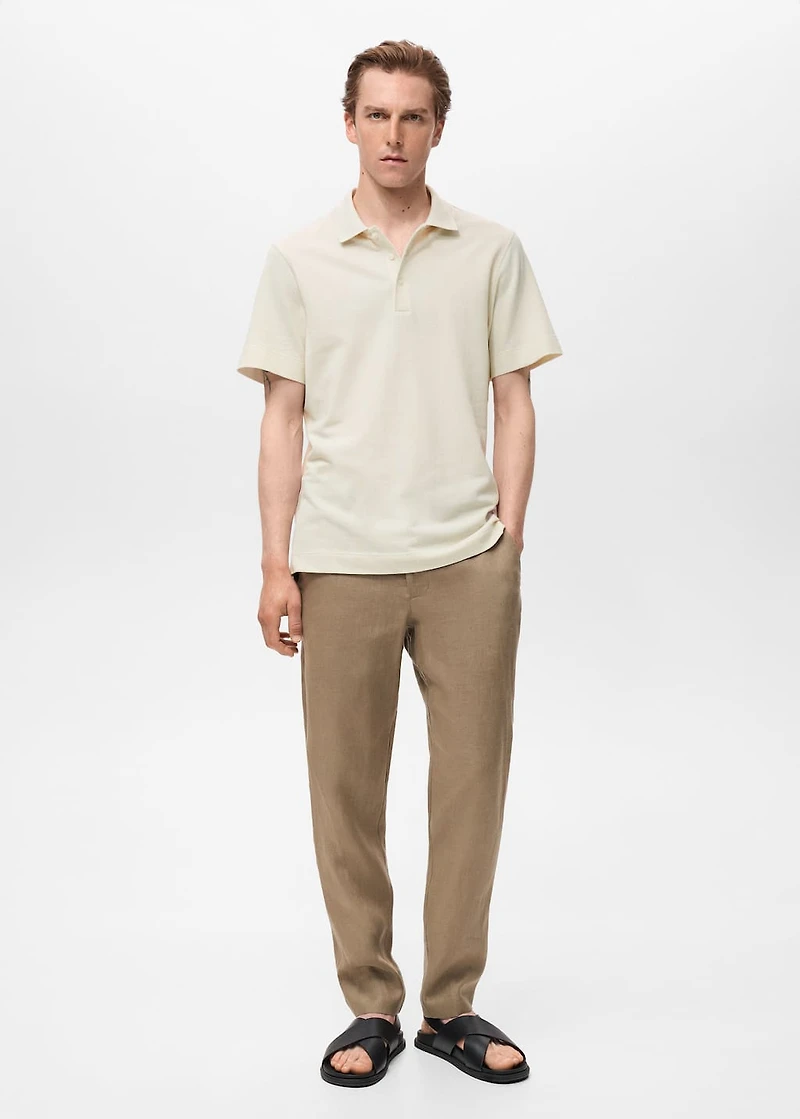 Fine rib-knit polo shirt