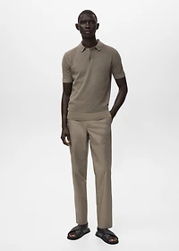Knitted cotton polo shirt with lace pattern