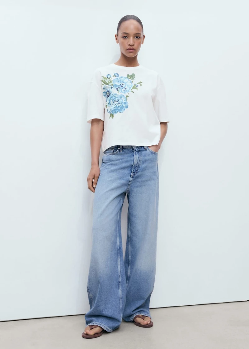 Floral-print cotton t-shirt