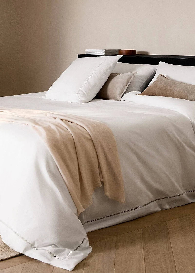 Cotton percale duvet cover with hemstitch for 135/140 cm bed
