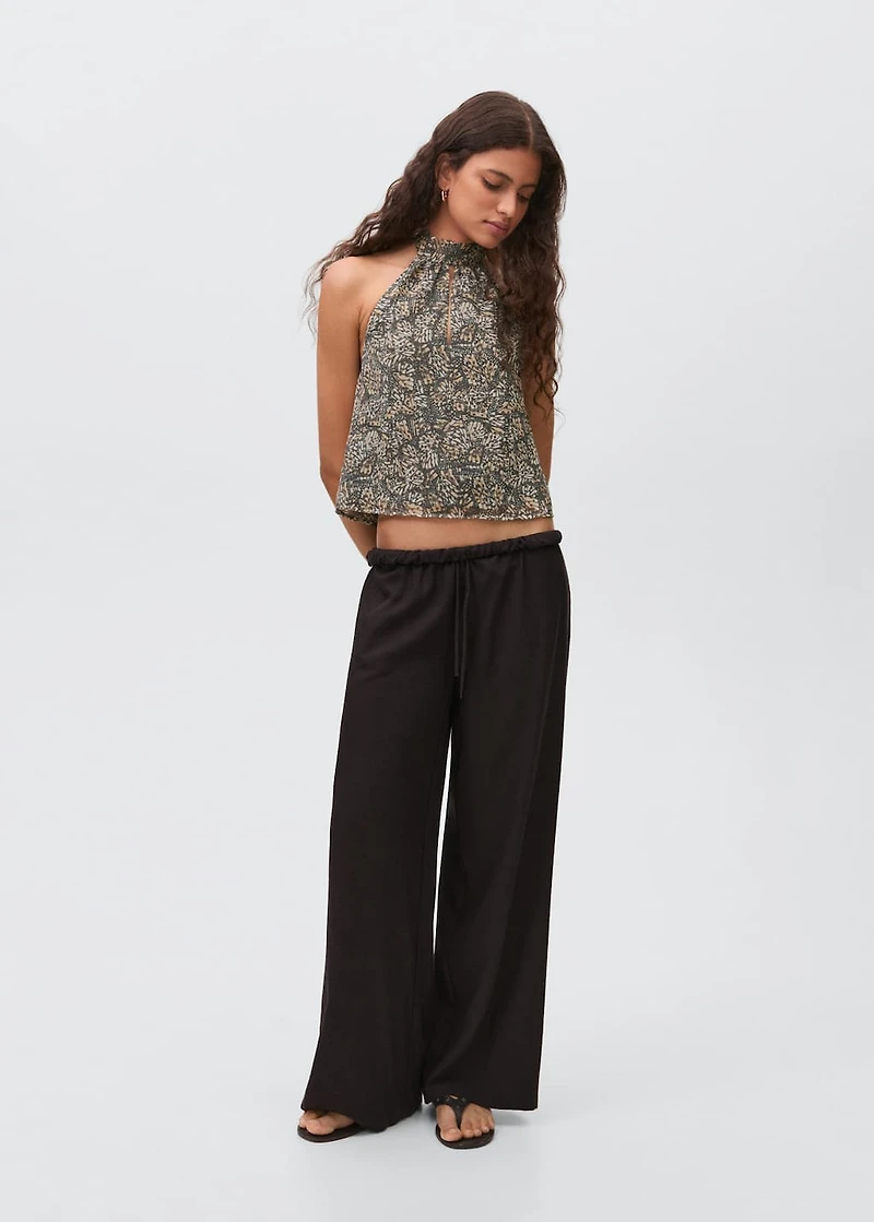Halter-neck printed top