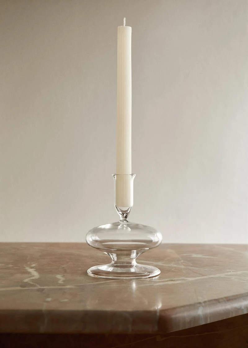 Low borosilicate candelabra with wave pattern