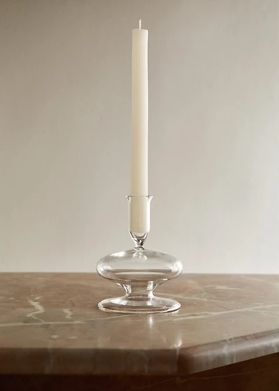 Low borosilicate candelabra with wave pattern