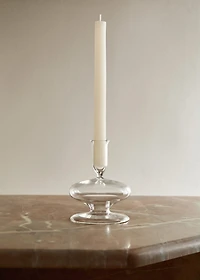 Low borosilicate candelabra with wave pattern