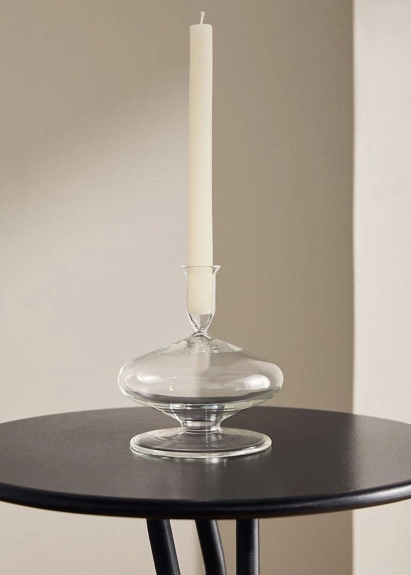 Tall borosilicate candelabra with wave pattern