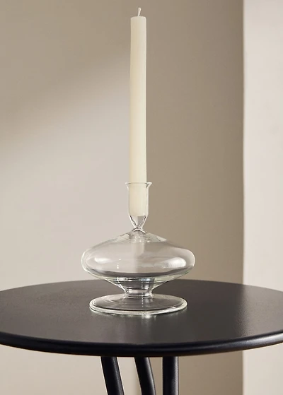 Tall borosilicate candelabra with wave pattern