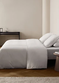 Washed percale cotton duvet cover with zigzag stitching for 180/200 cm bed