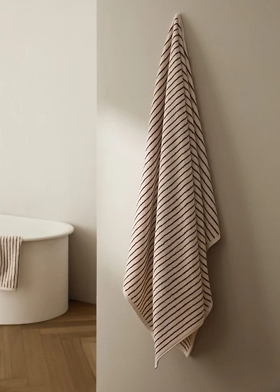 Two-tone striped cotton bath towel