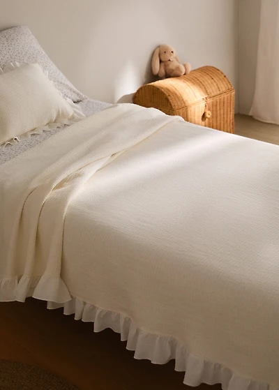 Jacquard cotton children’s bedspread with ruffle for 90 cm bed