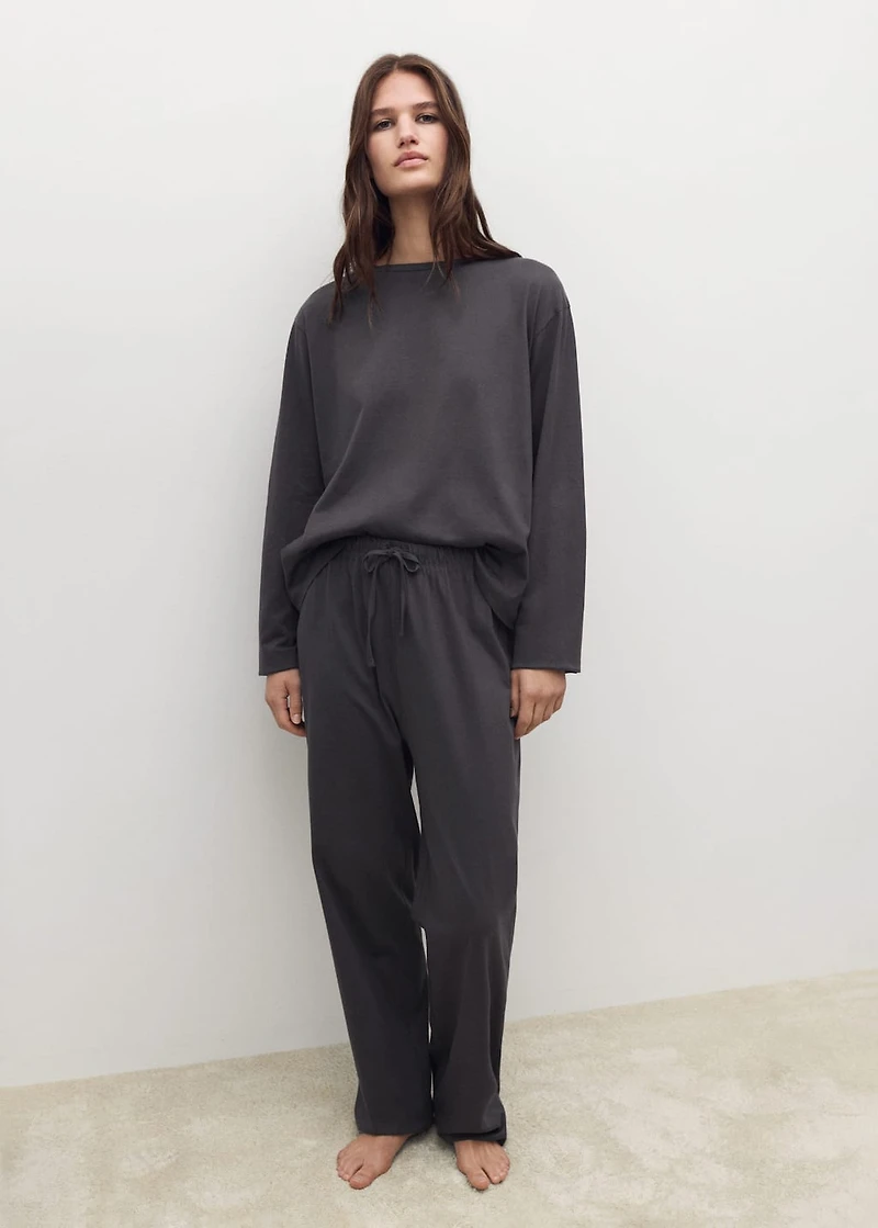 Two-piece plain cotton pajamas