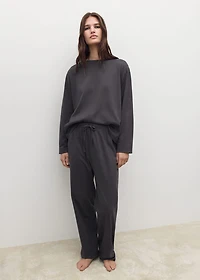 Two-piece plain cotton pajamas