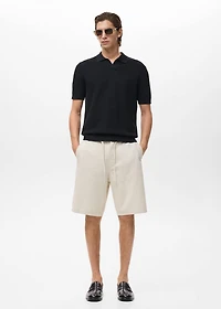 Linen-blend bermuda shorts with drawstring