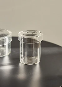 Small borosilicate bathroom jar with lid