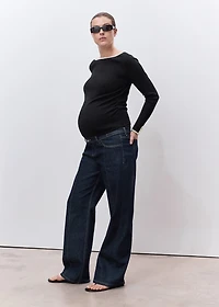 Cotton maternity t-shirt with buttoned cuffs