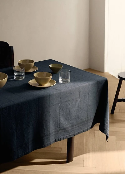 Overdyed cotton checked tablecloth for 2-4 diners