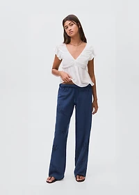 Ruffled shirred blouse