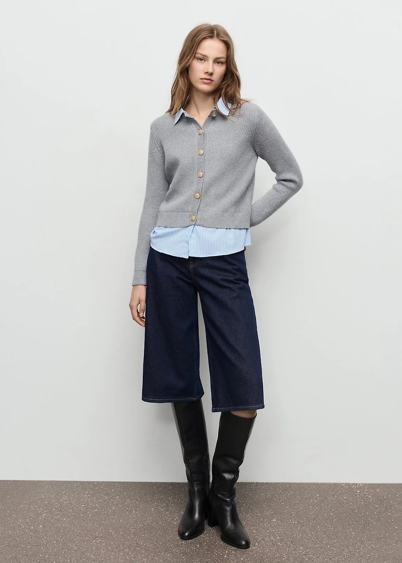 Combined knitted cardigan