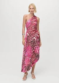 Pleated asymmetrical dress with opening