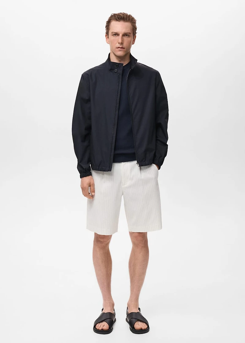 Cotton jacket with button collar