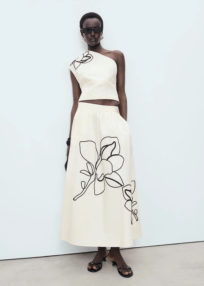 Embroidered cotton skirt