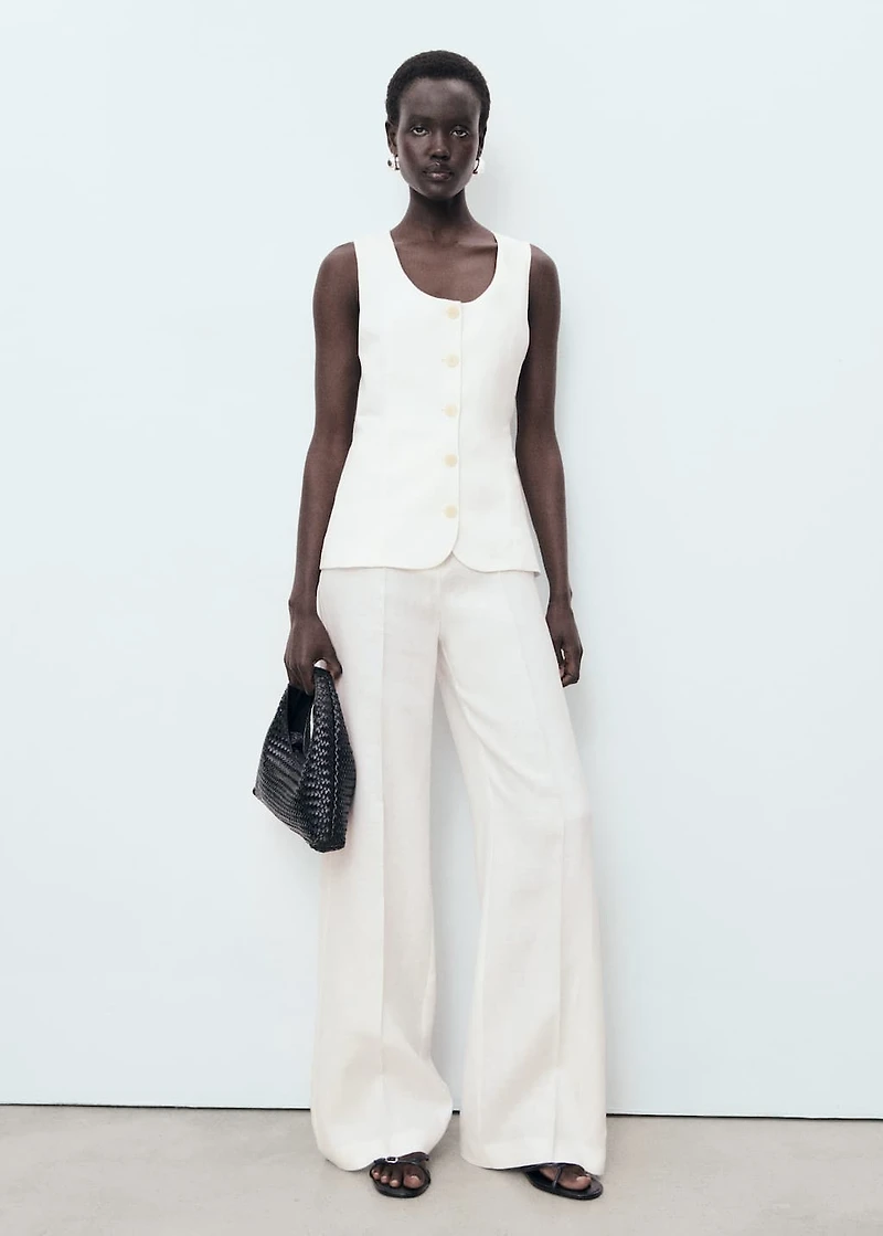 Suit-style linen jumpsuit